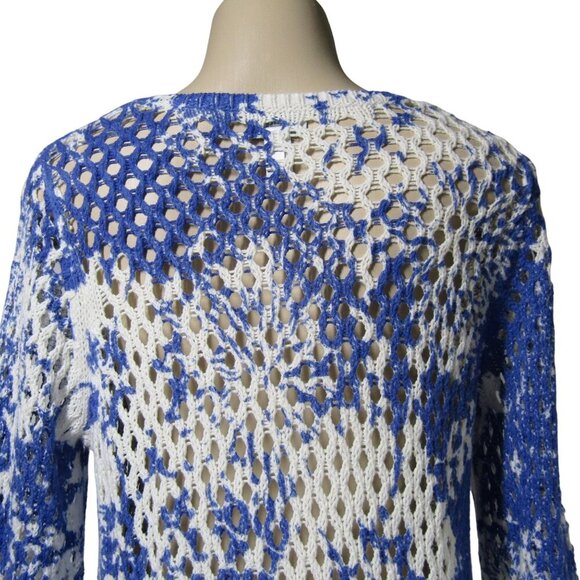 CHICOS Zenergy Open Knit Beach Coastal Grandma Floral Sweater Pullover Top 1 M - Picture 6 of 10